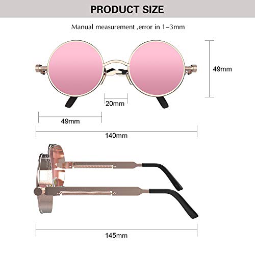 Image of PROUDDEMON Retro Gothic Steampunk Sunglasses for Women Men Round Lens Metal Frame