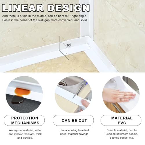 Image of 2PCS White Caulk Tape Waterproof Self Adhesive Caulking Strips 1.5 inch x 10.5ft Sealant Bath Sealing Strip Tape Decorative Caulk Stickers for Kitchen Bathroom Toilet Bathtub Christmas Gifts