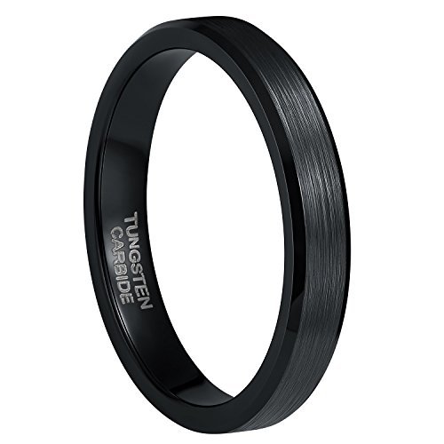 Image of Frank S.Burton Tungsten Ring for Men Women 3mm 4mm 6mm 8mm Beveled Edge Matte Silver Band Comfort Fit Size 4-15