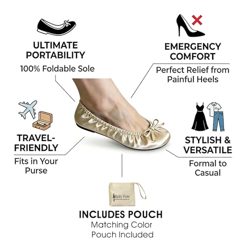 Image of Women's Foldable Ballet Flats - Portable Flat Shoes for Travel and Wedding that Fit in Your Purse