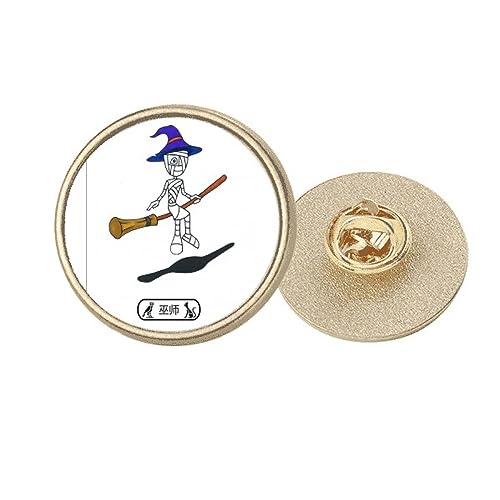 Broche ronde métal doré sorcier égyptien accessoire costume Halloween taille M