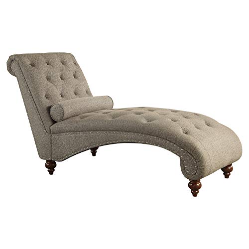 Lexicon Lambart Chaise Lounge, Brown (Silver Nailheads)