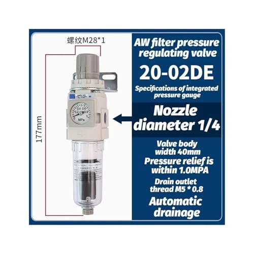 Filtre à air séparateur huile-eau AW20-02DE avec régulateur pour compresseur - 3