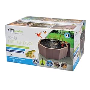 Aquagarden No Dig Nature Pool Complete Water Feature Kit Attract Birds and Wildlife to Your Yard Includes Pond Structure Liner Fountain Pump Nature Ladder Planting Pocket
