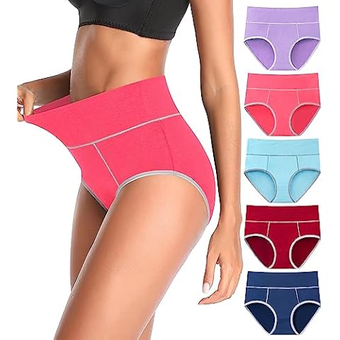 Annenmy Plus Size Underwear for Women Cotton Stretch High Waist Postpartum Underwear Breathable Briefs Tummy Control Underwear Women(Multicolor B, 4X-Large) Cover