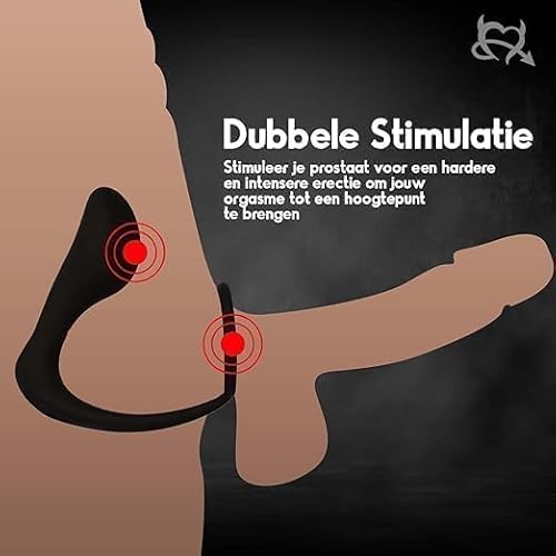 Toys Hub® Anal Plug Vibrator Sex Toy for Men Prostate Stimulation Men with Cock Ring Sex Toy - Dual Stimulation - P-spot & G-spot - Anal Dildo, Rings for Couples Sex (1 Pack) Black