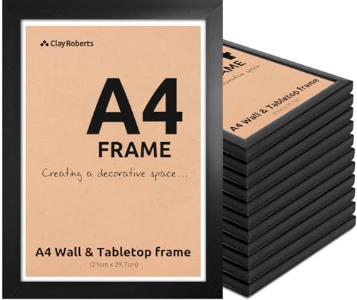 A4 Photo Frame, Black, Pack of 12, Picture Frame, Certificate, Art Print Poster, 21cm x 29.7cm, Black Frames, A4 Photo Collage Gallery Display