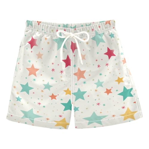 OREZI Boys Swim Trunk Shorts Colorful Stars Doodle Bathing Suit for Kids Teens