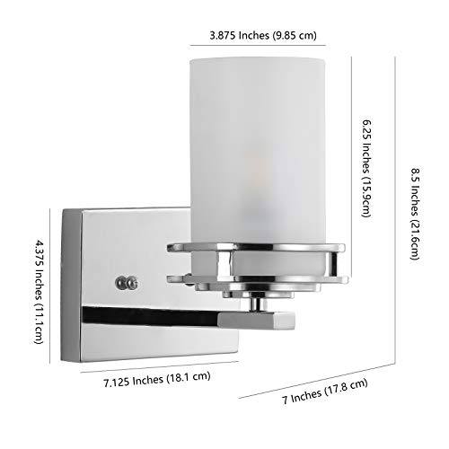 Image of JONATHAN Y Fairfax 1-Light Bathroom Vanity Light 7.13 inch Metal /Glass, Chrome