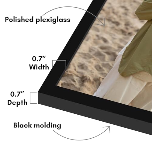 Image of Americanflat 20x30 Poster Frame with Polished Plexiglass - Streamline Collection - Thin Border Picture Frame for Wall Display - Hanging Hardware Included - Black