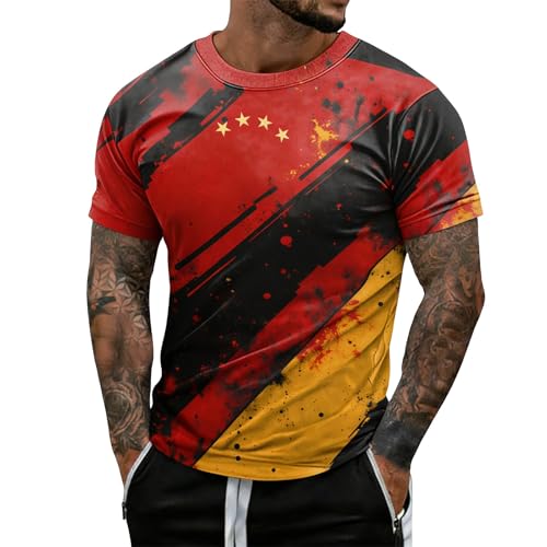 Genérico T-Shirt Germany Men Football Shirts Em with Number Shirt Spain World 2026 Fan Items Men Sports Shirts Germany Shirts Round Neck, red, M