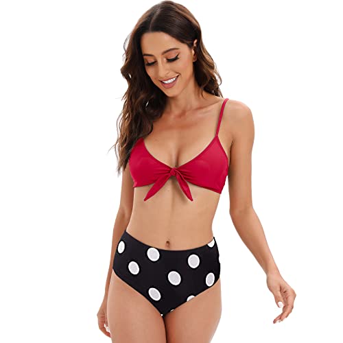 Kfnire Traje de Baño Mujer Push Up Bikini Sets Conjunto Bañador, Elegante Sexy Nudo de Corbata Traje de Baño Tops + Parte Inferior de Bikini de Cintura Alta 2PCs Mujer Bañador de Conjunto de Bikini Cover