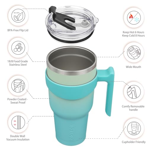 Image of BJPKPK 40 oz Tumbler with Handle & Straw, Insulated Stainless Steel Mug