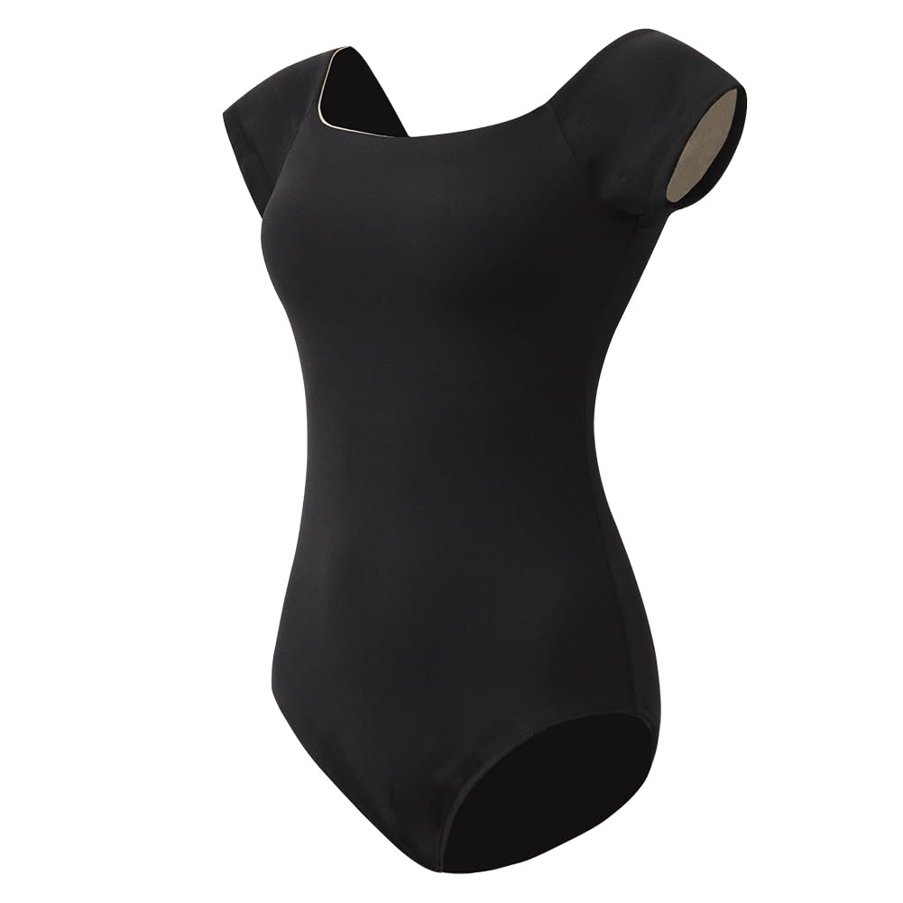 ROYAL SMEELA Justaucorps De Ballet Manches Courtes Femme Justaucorp Col Carré Danse Adulte Body Classique