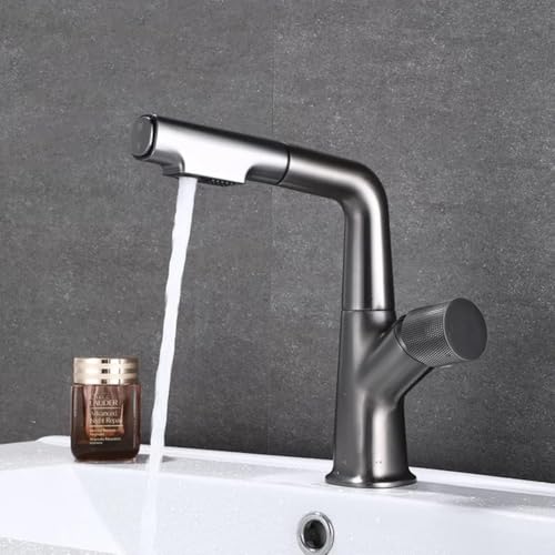 Mitigeur lavabo gris jet extensible en laiton LWX