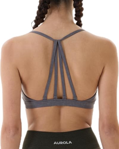 Image of AUROLA Mercury Workout Sports Bras Women Athletic Removable Padded Backless Strapy Minimal Crop Top