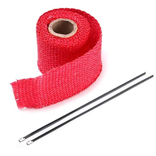 Cable Ties 1 M Rouleau Auto Moto d'échappement en-tête Tuyau Isolation thermique Ruban Wrap avec 2 Cable Ties 8colors Auto Accessoires Qitao (Color : RED)