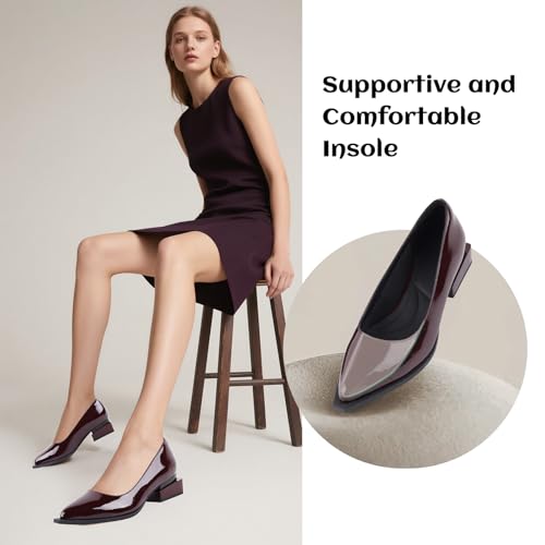 Image of LingxiaUne Dress Shoes for Women, Comfortable Dressy Flats, Womens Chunky Heel Pumps with Arch Support and Pointed Toe