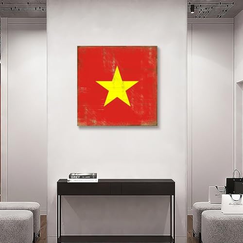 Lienzo vintage de la bandera de Vietnam de 50x50 cm, el regalo de inauguración de casa ideal 6