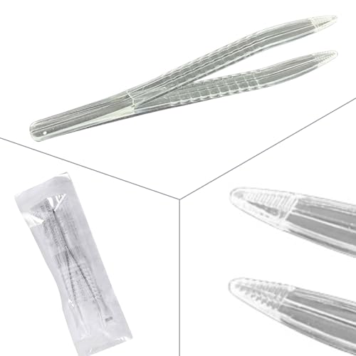 Disposable Tweezers, Sterile Crystal Clear, 125 mm - Pack of 50 Precise & Hygienic Tweezers for Versatile Use, Disposable Product - Hygiene, Tick Tweezers, Tick Tweezers, Medical Applications