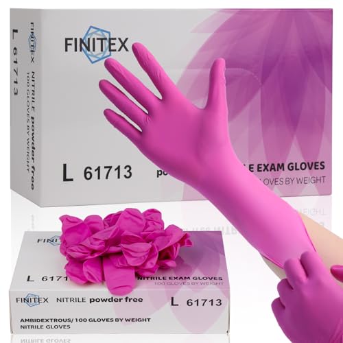 FINITEX Nitrile Disposable Latex-Free Gloves - 3.5mil 100PCS/Box 9inch Long Powder-Free Guantes de Nitrilo Cleaning Medical Exam Food Cooking Glove (100, Large)