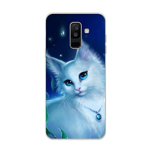 KARTXITAI Case Compatible with Samsung Galaxy A6 Plus 2018,Shockproof Slim Thin Silicone Protective Anti-Fingerprint Anti-Scratch Anti-Fall Phone Cover - cat, Kitty, Pussy