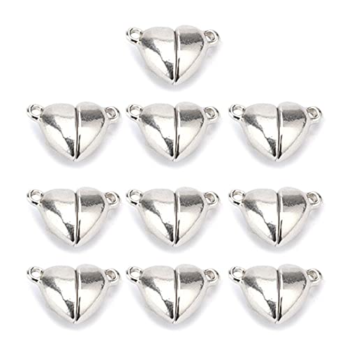 10Pcs/Set Pendants Friendship Heart Magnet Charm Metal Love Magnetic Buckle Pendants for DIY Couple Jewelry Bracelet Necklace