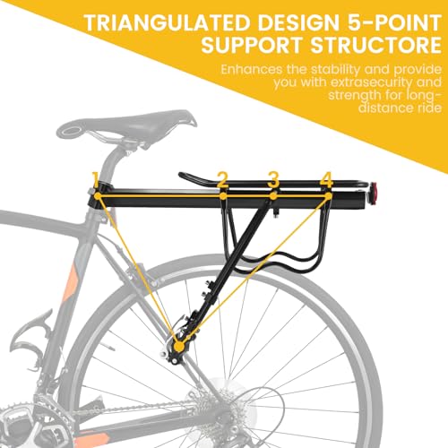 Gepäckträger Mountainbike,Universal Einstellbare Fahrrad Gepäckträger, Aluminiumlegierung Fahrradgepäckträger mit Schutzbleche und Reflektor, Schnellverschluss und Montage für 24-29 Zoll MTB