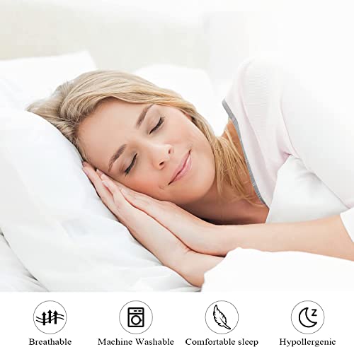 Image of 100% Egyptian Cotton Bed Pillow Protectors Set of 4, 600 Thread Count Queen Size Pillow Cases with Zipper, Sateen Weave Cooling Cases Quiet, Breathable, Easy Care (4PCS, Queen, White)