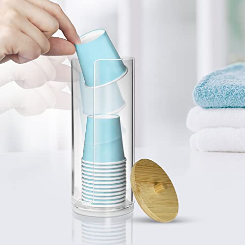 Iwntwy Bathroom Cup Dispenser, Mouthwash Cups Holder Fit For 3Oz Small Cup, Disposable Paper Cups Dispenser With Bamboo Lid For Rinsing Cups On Bathroom Vanity Countertops (1 Pack) #TOP5