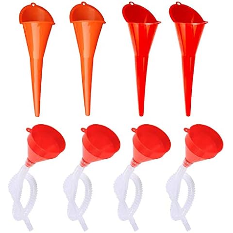 Smavles Long Mouth Funnel 8PCS Fuel Funnel Plastic Car Funnel for Engine Oil Transmission Fluid Motorcycle Locomotive Refueling Funnels Cover