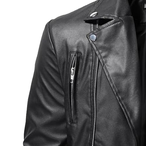 Chaqueta de cuero sintético masculina vintage miniatura 5