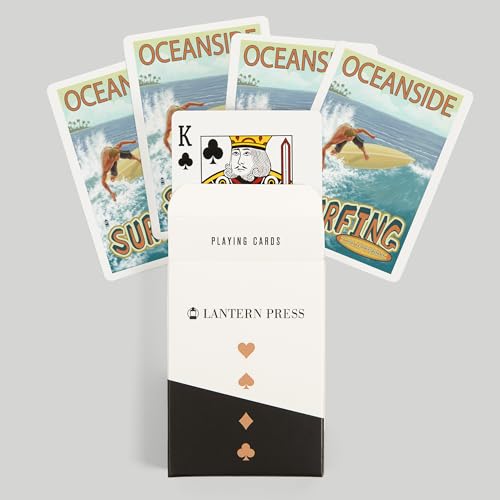 Lantern Press Oceanside California Surfer Scene naipes poker miniatura 6