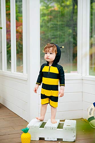 Image of VAENAIT BABY Zip & Snap Rash Guard Swimsuit, UPF 50+ One-Piece Long Sleeve Swimwear, Quick Dry Infant Beach Suit for 0~2T