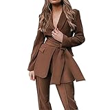 El paquete incluye: 1 blazer con cuello en V para mujer + 1 par de pantalones largos