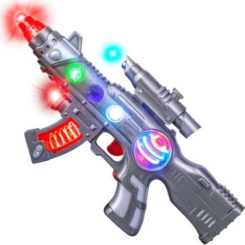 ArtCreativity Light Up Space Gun Toy for Kids - 12.5 Inch Alien Blaster with Multicolor LEDs, Sound Effects, Batteries Included, Fun Halloween Costume...