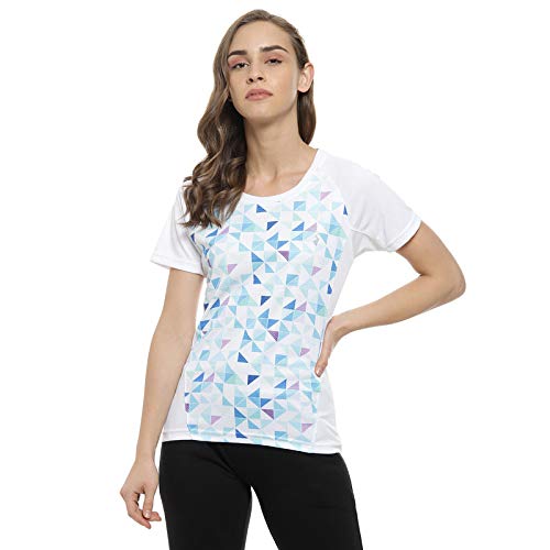 Campus Sutra Women's Baby Pink Graphic Print Activewear T-Shirt For Casual Wear | Dri-Fit | Crew Neck | Short Sleeve | Regular Fit | Polyester Jersey T-Shirt Crafted With High-Performance For Everyday Wear in pink