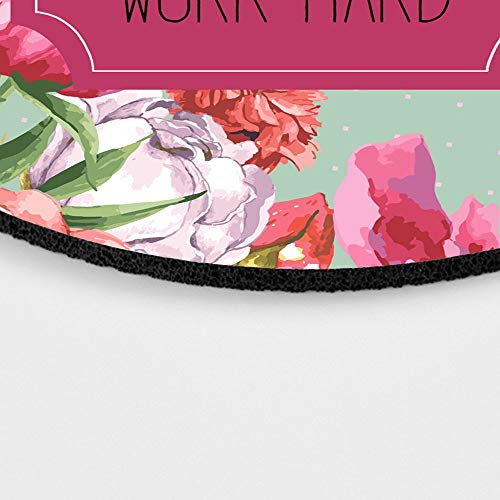 Set Goals Say Prayers Work Hard Floral Mouse Pad - Neoprene Inspirational Quote Mousepad - Round Mouse Pad #TOP3