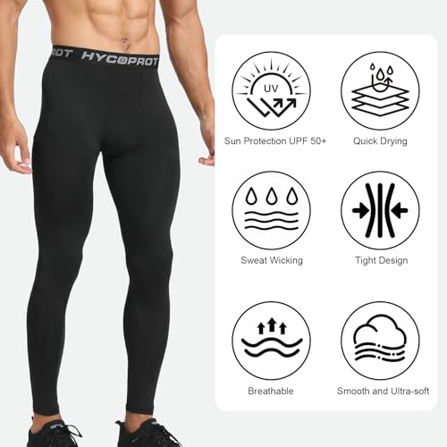 HYCOPROT Men's Running Leggings Compression Trousers Athletic Tight Base Layer Pants for Workout Sports Yoga Basketball - Image 6