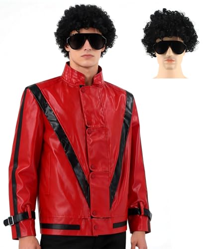Men Dance Star Costume Jacket Red and Black King of