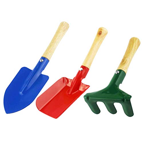 Ahagut Garden toys for children shovel - rake - made of wood and metal - for children and adults - garden tools, sandpit toys, garden tools - stable garden tools