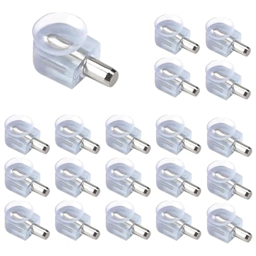JYNXOR 20 Piezas Soporte Para Estantes De Cristal, Soporte Baldas Armario, Soporte De Cristal Soportes Con Ventosa, Para Vidrios Y Estantes De Armarios Vitrinas Cristales, Perno 5 Mm (Transparente)