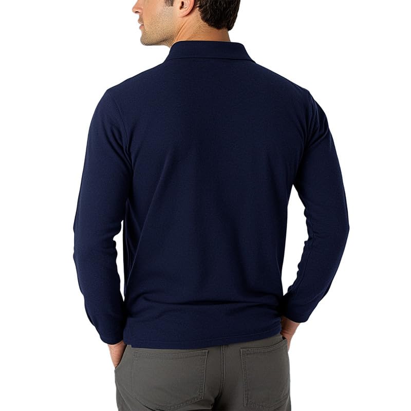 Men's 3-Pack Long Sleeve Polo Shirts – Moisture Wicking Golf Shirts for Work, Casual Workout3
