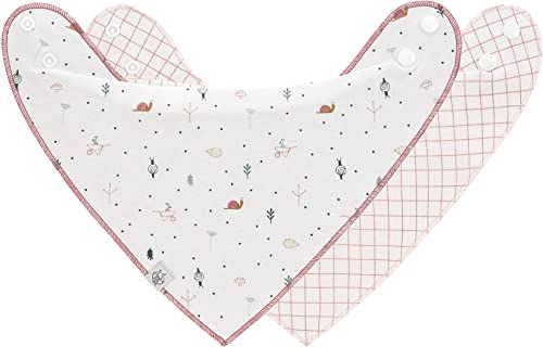 LÄSSIG Baby Lätzchen Halstuch Dreieckstücher Set 2 Stk. Bio-Baumwolle Druckknopf wendbar/Baby Bandana Garden Explorer Schnecke