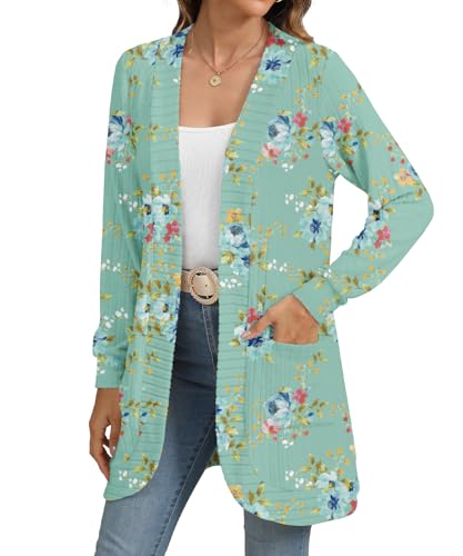 Image of YSYOKOW Cardigan Sweaters for Women Long Sleeve Open Front with Pockets | Long Cardigans for Women Lightweight Soft Casual Dressy Loose Fit Cardigan Sweater with Pockets for Work and Office
