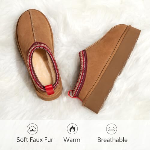 ATHMIE Womens Platform Slippers Ankle Mini Boots with Fluffy Fleece Lined Indoor Outdoor Anti-Slip Memory Foam Winter House Shoes for Cozy Comfort3
