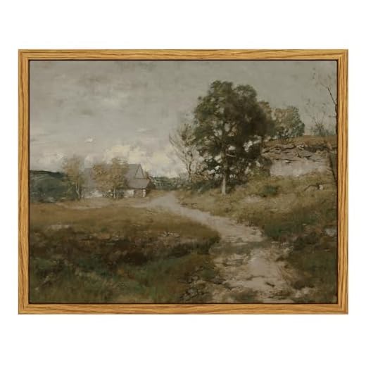 InSimSea Framed Canvas Wall Art, Vintage Outskirts Painting Prints for Farmhouse & Bedroom Decor, Small Bathroom Wall Art, 8"x10"