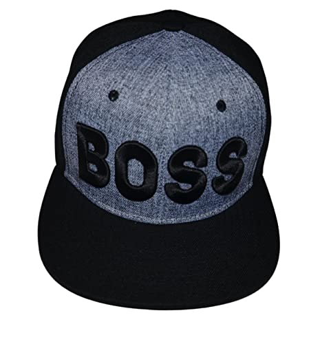 Popfizzy Men’s Boss Hat, Hip Hop Baseball Caps, Black And Grey Boss Snapback Trucker Hat, Flat Bill Cap, Hip Hop Apparel #TOP25