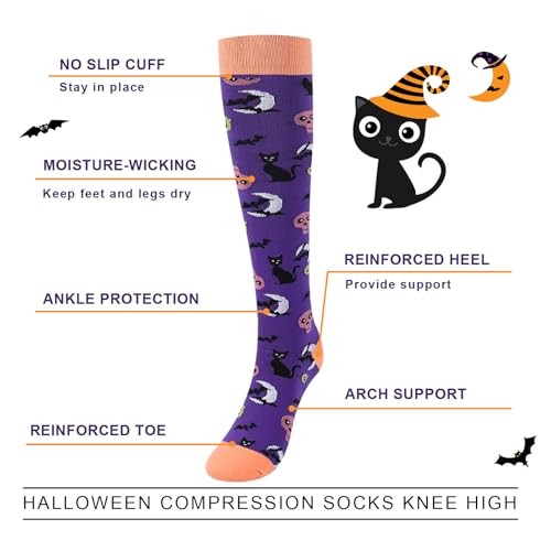 Image of Junely Compression Socks for Women Knee High Festival for Running Athletic Nurses Pregnant Women Work Support Travel Flight