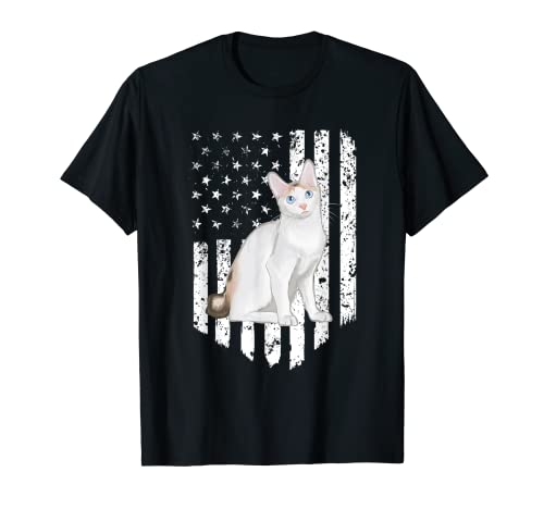 Black White American Flag Japanese Bobtail 4th Of July Cat